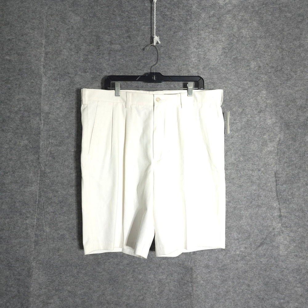 Nordstrom Smartcare Shorts Mens 38‎ White Pleated Wrinkle Free Cotton MV250990MN